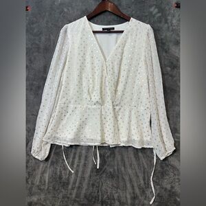 Banana Republic White Gold Dot Blouse